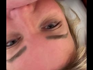 POV Aubrey Kate rimming man ass until she cums